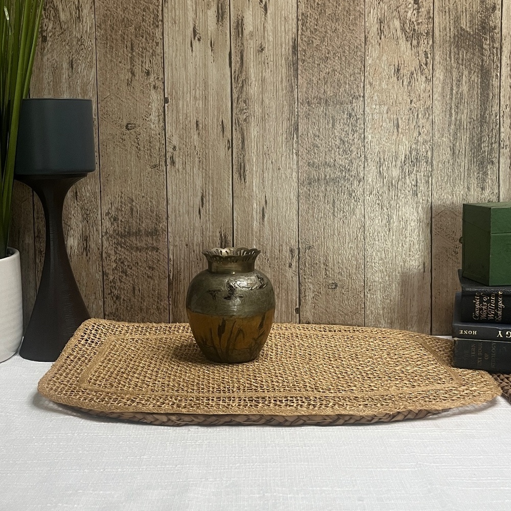 Vintage Amber Art Glass Bud Vase with Decorative Pierced Rim | Rustic Boho Home - Picture 4 of 6